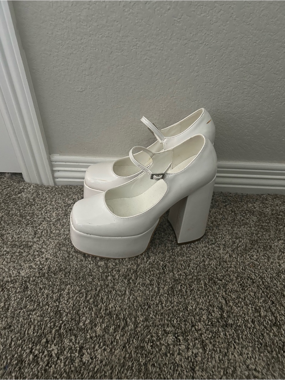 White Platform Mary Jane Heels